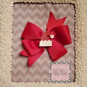 Handmade Boutique Santa hat red bow